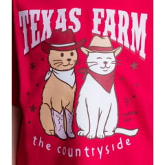 Camiseta Infantil Texas Farm Over Mini Fun Rosa Magenta Manga Curta Estampa Gatos Ref: COMINI003