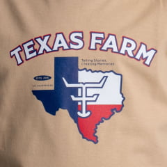 Camiseta Infantil Texas Farm Play Manga Curta Bege Areia Estampa Bandeira Ref: CTM033