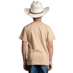 Camiseta Infantil Texas Farm Play Manga Curta Bege Areia Estampa Bandeira Ref: CTM033
