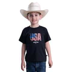 Camiseta Infantil Texas Farm Preto Estampada Ref:CIM059