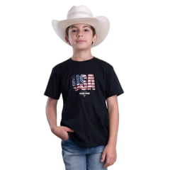 Camiseta Infantil Texas Farm Preto Estampada Ref:CTM025