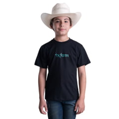 Camiseta Infantil Texas Farm Preto Petróleo Com Logo Verde Ref:CTM0001