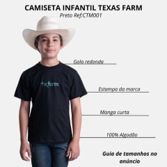 Camiseta Infantil Texas Farm Preto Petróleo Com Logo Verde Ref:CTM0001