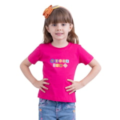 Camiseta Infantil Texas Farm Rosa Pink Manga Curta Com Logo Colorida Ref.CIF020