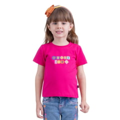 Camiseta Infantil Texas Farm Rosa Pink Manga Curta Com Logo Colorida Ref.CIF020