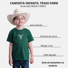 Camiseta Infantil Texas Farm Verde Bandeira Com Logo Branco Ref:CIM036/CTM029