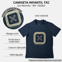 Camiseta Infantil TXC Azul Marinho Classic Regular Manga Curta C/ Logo Bege REF: 192092I