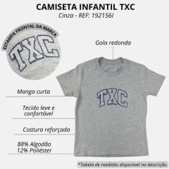 Camiseta Infantil TXC Cinza Mescla Classic Regular Manga Curta C/ Logo Azul Marinho REF: 192156I