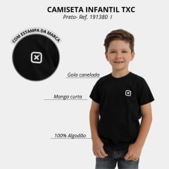 Camiseta Infantil Txc Classic Manga Curta Preto Estampado Logo Branco Ref: 191380 I