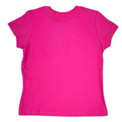 Camiseta Infantil TXC Feminina Rosa Pink Manga Curta Slim Custom Com Logo Azul e Brilho de Strass Ref.50950I