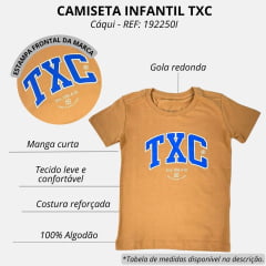 Camiseta Infantil TXC Khaki Manga Curta Regular Custom Com Logo Em Azul Royal REF: 192250I