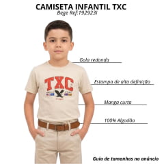 Camiseta Infantil TXC Manga Curta Regular Fio30 Areia Estampada Logo Vermelho Ref:192923I
