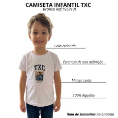 Camiseta Infantil TXC Manga Curta Regular Fio30 Branco Estampada Logo Preto Ref:195013I