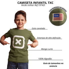 Camiseta Infantil TXC Manga Curta Regular Fio30 Verde Militar Estampada Logo Branco Ref:19742I