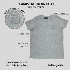 Camiseta Infantil TXC Mescla Manga Curta Classic Com Logo Bordada Em Cinza Ref:19489I