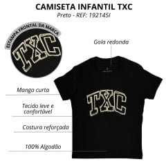 Camiseta Infantil TXC Preta Classic Regular Manga Curta Com Logo Em Branco REF: 192069I