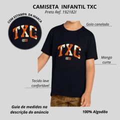 Camiseta Infantil TXC Preta Manga Curta Regular Custom Com Estampa Laranja Ref:192182I