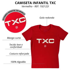 Camiseta Infantil TXC Vermelha Classic Regular Manga Curta Com Logo Em Off White REF: 192122I