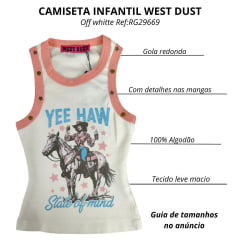 Camiseta Infantil West Dust Regata Off White Yee Haw Ref:RG29669