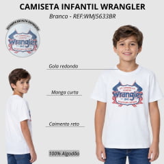 Camiseta Infantil Wrangler T-Shirt Junior Branca Com Estampa REF:WMJ5633BR