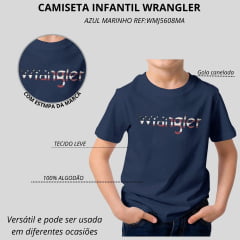Camiseta Infantil Wrangler T-Shirt Junior Masculina Azul Marinho Ref:WMJ5608MA