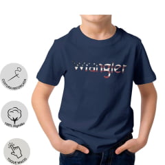 Camiseta Infantil Wrangler T-Shirt Junior Masculina Azul Marinho Ref:WMJ5608MA