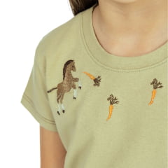 Camiseta Infantil Zenz TShirt Kids Lemonade Manga Curta Verde Com Bordados Cavalinho E Cenoura Ref:ZW0325054-1583