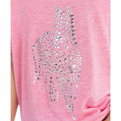 Camiseta Infantil Zenz TShirt Kids Maxi Pork Manga Curta Rosa Mescla Com Strass Ref:ZW0325053-1587