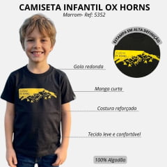 Camiseta Infantil Ox Horns Masculina Preta Com Logo Amarela Ref:5345