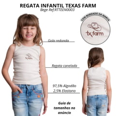 Regata Infantil Texas Farm Canelada Mini Teen Bege Com Logo Chapéu Marrom Ref:RTTEEN0003