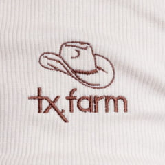 Regata Infantil Texas Farm Canelada Mini Teen Bege Com Logo Chapéu Marrom Ref:RTTEEN0003