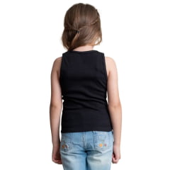 Regata Infantil Texas Farm Canelada Mini Teen Preta Com Bordado Caramelo Ref:RTTEEN0001