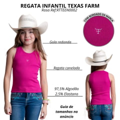 Regata Infantil Texas Farm Canelada Mini Teen Rosa Violeta Com Logo Branco Ref:RTTEEN0002