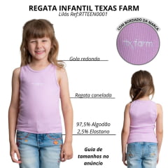 Regata Infantil Texas Farm Canelada Mini Teen Roxo Lilás Claro Com Logo Bordada Branco Ref:RTMIN0001