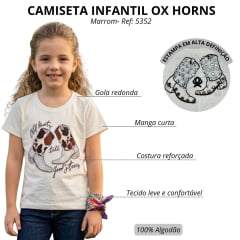 Camiseta Infantil Feminina Ox  Horns Creme Ref:5341