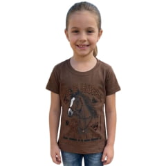 Camiseta Infantil Feminina Ox  Horns Marrom - Ref:5335