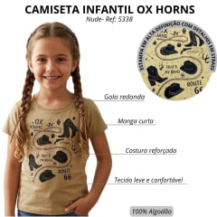Camiseta Infantil Ox Horns Feminina Nude - Ref:5338