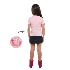 Camiseta TShirt Infantil Ox Horns Rosa Manga Curta Com Desenho De Boiadeira Ref.5254