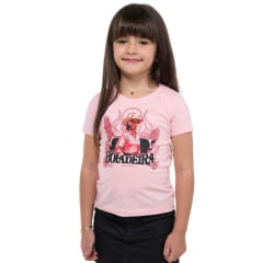 Camiseta TShirt Infantil Ox Horns Rosa Manga Curta Com Desenho De Boiadeira Ref.5254