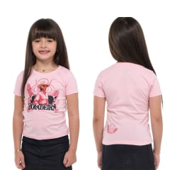 Camiseta TShirt Infantil Ox Horns Rosa Manga Curta Com Desenho De Boiadeira Ref.5254