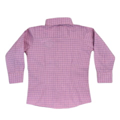 Camisa Infantil Laço Forte Manga Longa Xadrez Rosa/Pink Com Logo Pink