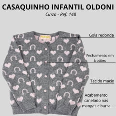 Casaco Bebê Oldoni Brilho Estampa Coração R:148 Cor 73 e 08