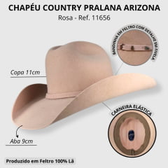 Chapéu Country Arizona Infantil Pralana Rosa Ref: 11656