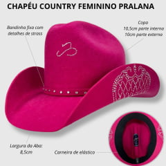 Chapéu Country Pralana Arizona Queen Infantil Rosa Com Strass Ref.12498