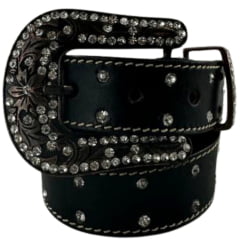 Cinto Infantil Feminino Pyramid Country Couro Preto Com Strass REF:PY-206 Cinto Infantil Feminino Pyramid Country Couro Preto Com Strass REF:PY-206