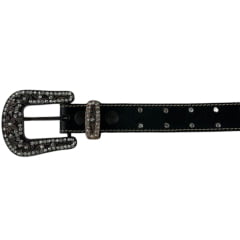 Cinto Infantil Feminino Pyramid Country Couro Preto Com Strass REF:PY-206
