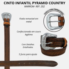 Cinto Infantil Pyramid Country 100% Couro Caramelo Com Fazendinha Ref.Py-202