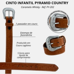 Cinto Infantil Pyramid Country Couro Caramelo Whisky Com Fazendinha Ref:PY202