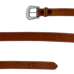Cinto Infantil Pyramid Country Couro Caramelo Whisky Com Fazendinha Ref:PY202