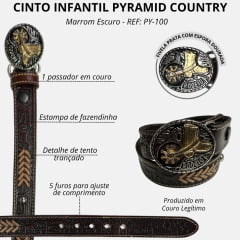Cinto Infantil Pyramid Country Couro Entalhado Fazendinha E Tento Trançado Fivelas Sortidas Country Ref:PY-100